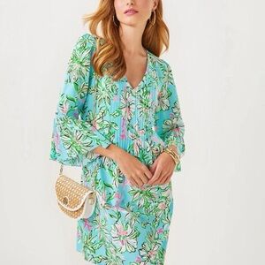 NWT Lilly Pulitzer Danica 3/4 Sleeve Tunic Dress Multi Sun of a Bun MSRP $168